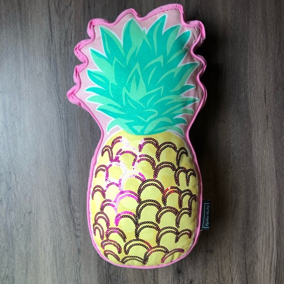 Cynthia Rowley Accent Pillow Pink Pineapple 21” Sequin Tropical Colorful Decor - Picture 1 of 7